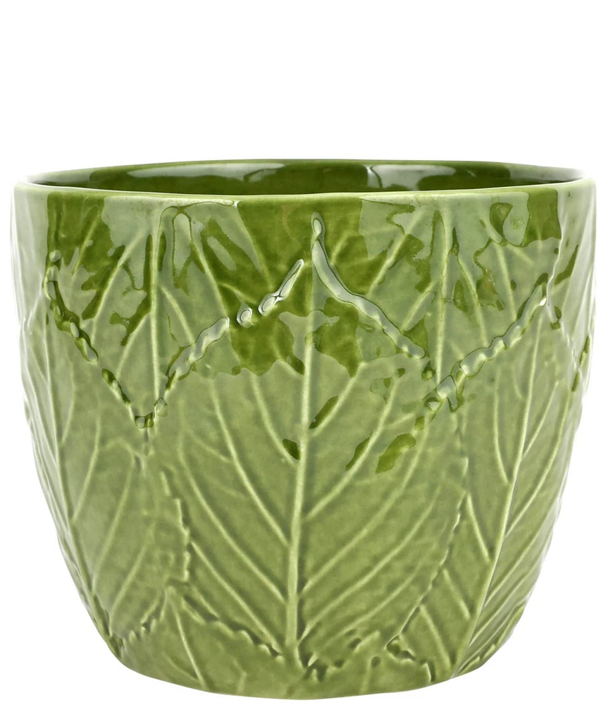 VIETRI Viva Garden Embossed Leaves Cachepot