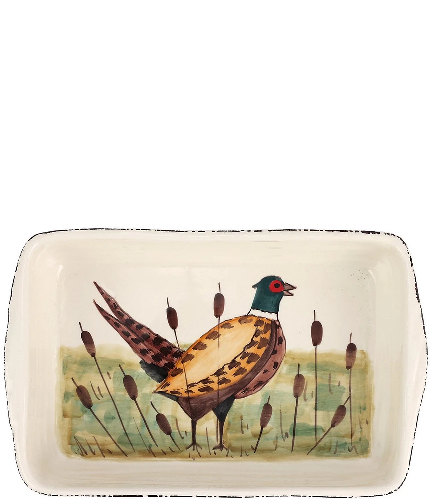 VIETRI Wildlife Pheasant Rectangular Baker