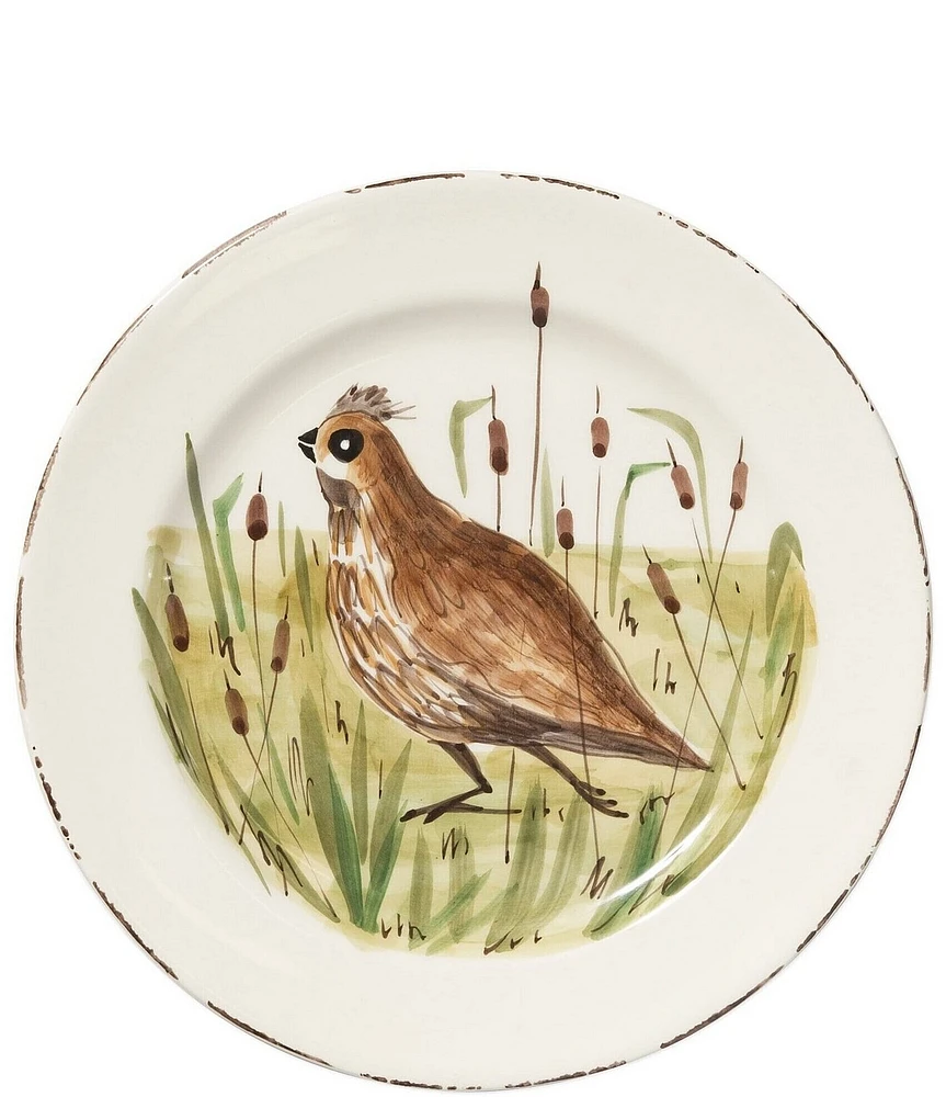 VIETRI Festive Fall Collection Wildlife Quail Dinner Plate