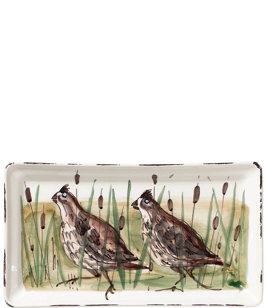 VIETRI Festive Fall Collection Wildlife Quail Rectangular Platter