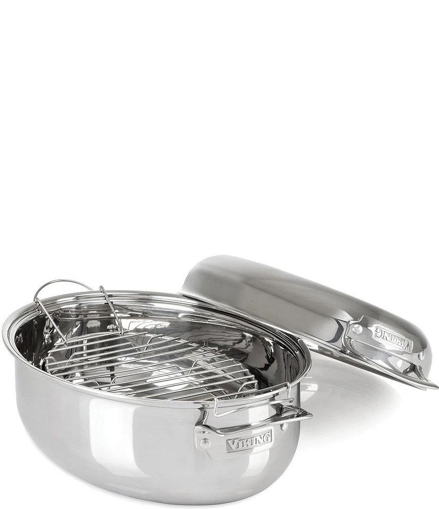 Viking 3-Ply Oval Roaster, 8.5-Quart with Metal Induction Lid & Rack