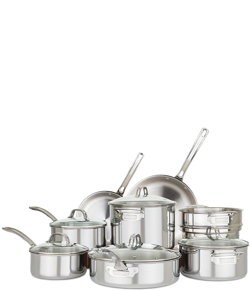 Viking 3-Ply Stainless Steel 13-Piece Cookware Set with Glass Lids