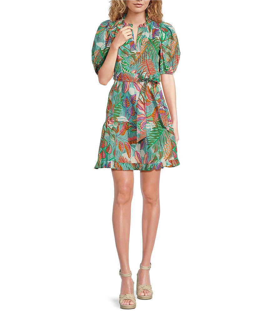 Vince Camuto- V Neck Short Sleeve A-Line Dress