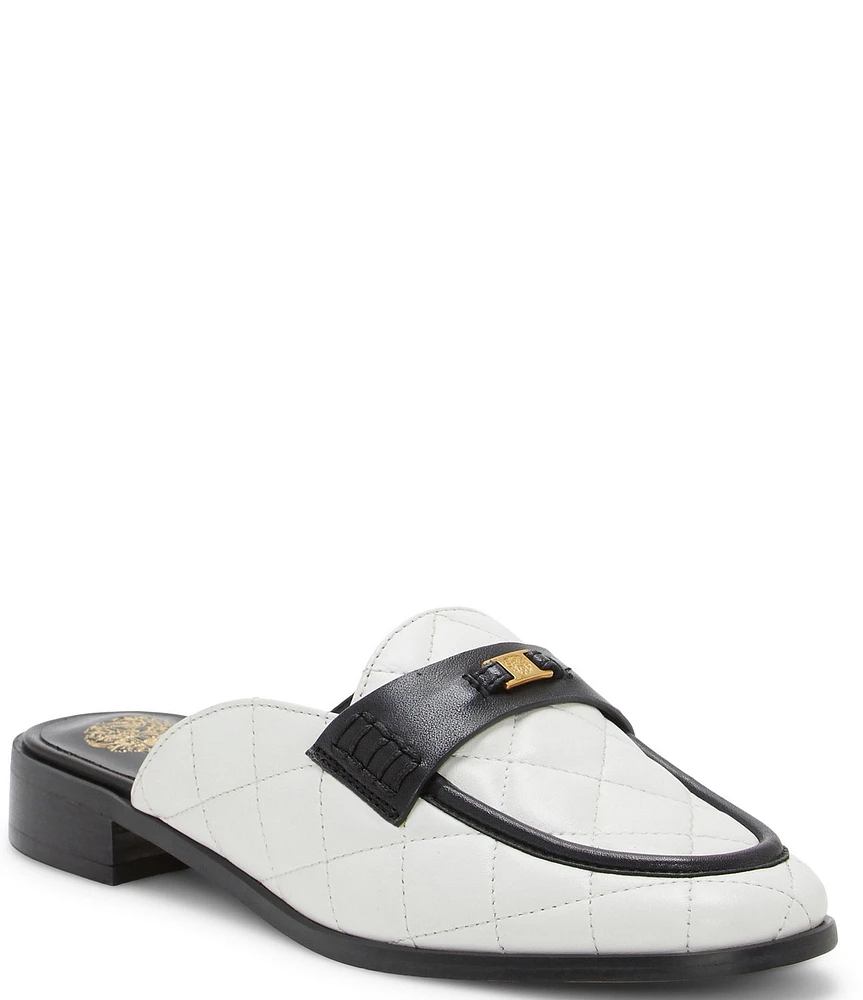 Vince Camuto Cobby Quilted Leather Logo Hardware Mule Loafers