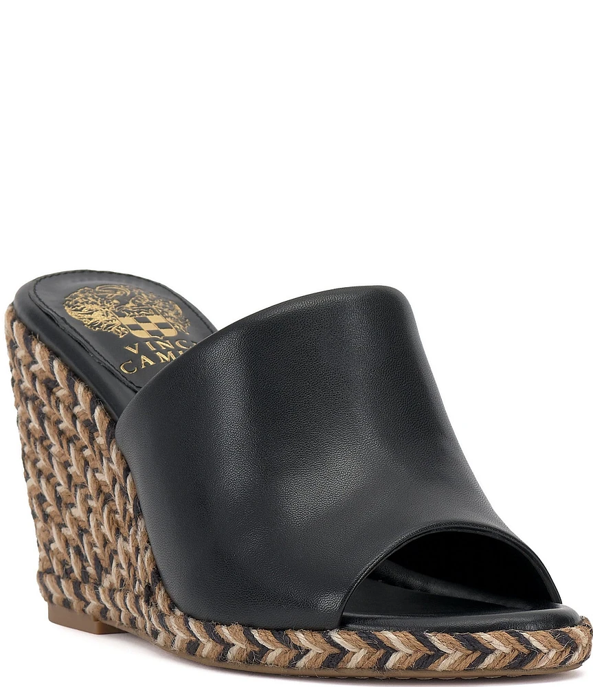 Vince Camuto Fayla Leather Rope Wedge Slide Sandals