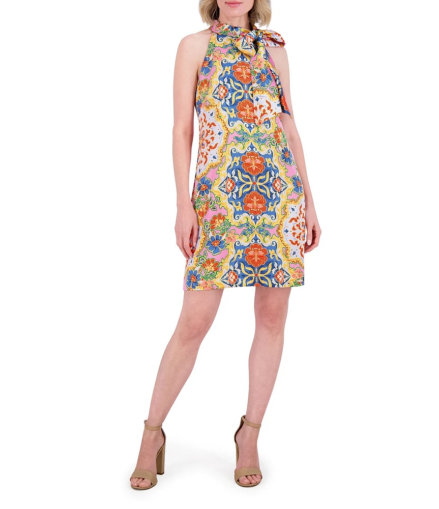 Vince Camuto Floral Halter Neck Sleeveless Shift Dress