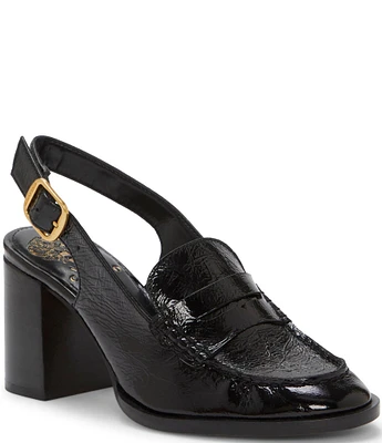 Vince Camuto Gemma Crinkle Patent Leather Slingback Loafers