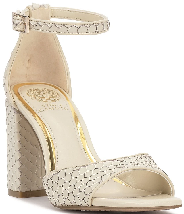 Vince Camuto Haydina Lizard Embossed Leather Ankle Strap Dress Sandals |  Liberty Center