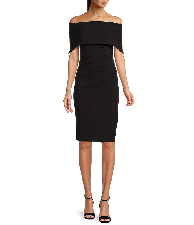 Vince Camuto Off-the-Shoulder Short Sleeve Ruched Waist Knee Length Sheath  Dress | Liberty Center