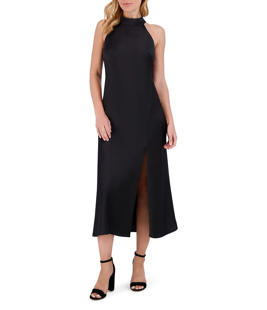 Vince Camuto Satin Halter Neck Tie Sleeveless Midi Slip Dress