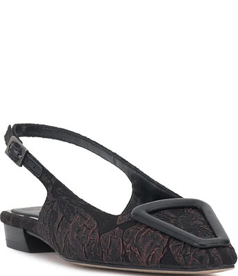 Vince Camuto Savy Brocade Buckle Ornament Slingback Flats
