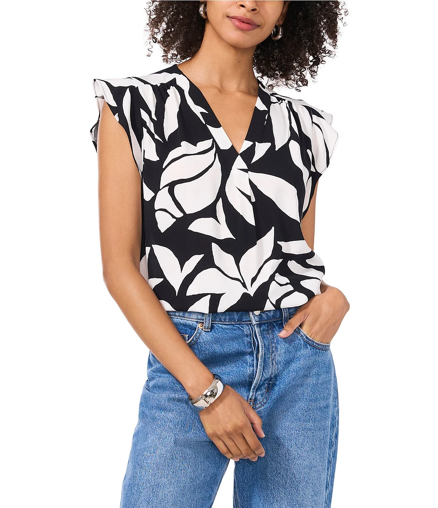 Vince Camuto V Neckline Flutter Sleeve Blouse
