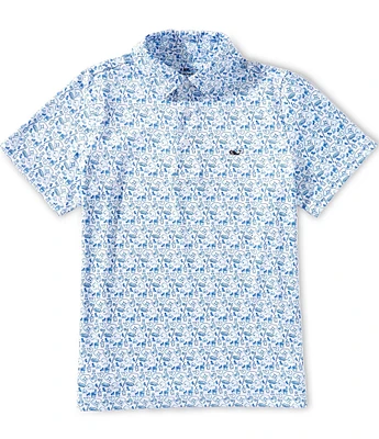Vineyard Vines Big Boys Sankaty Baseball Print Polo Shirt