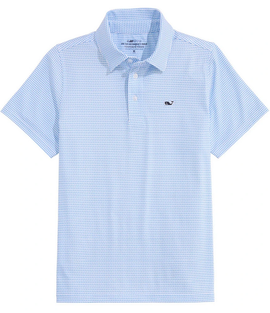Vineyard Vines Big Boys Sankaty Micro Waves Print Polo Shirt