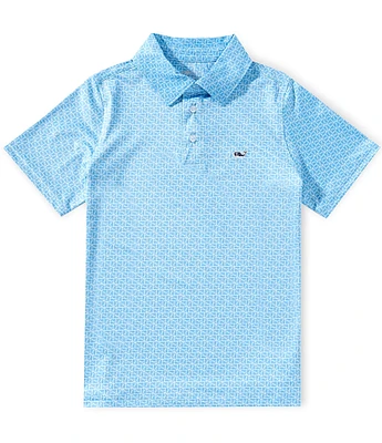 Vineyard Vines Big Boys Sankaty Puzzle Whale Print Polo Shirt