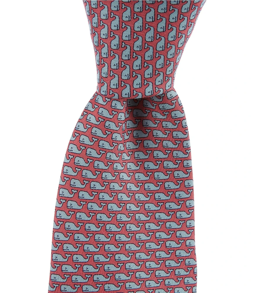 Vineyard Vines Boys Whale Print Silk Tie