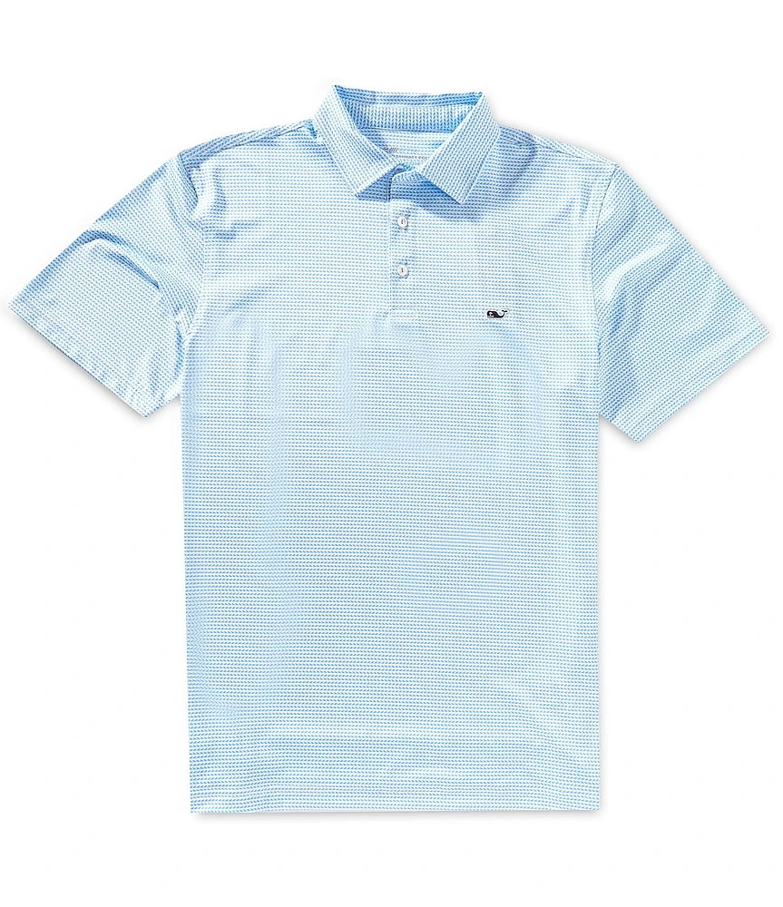 Vineyard Vines Ocean Waves Print Sankaty Performance Stretch Short Sleeve Polo Shirt