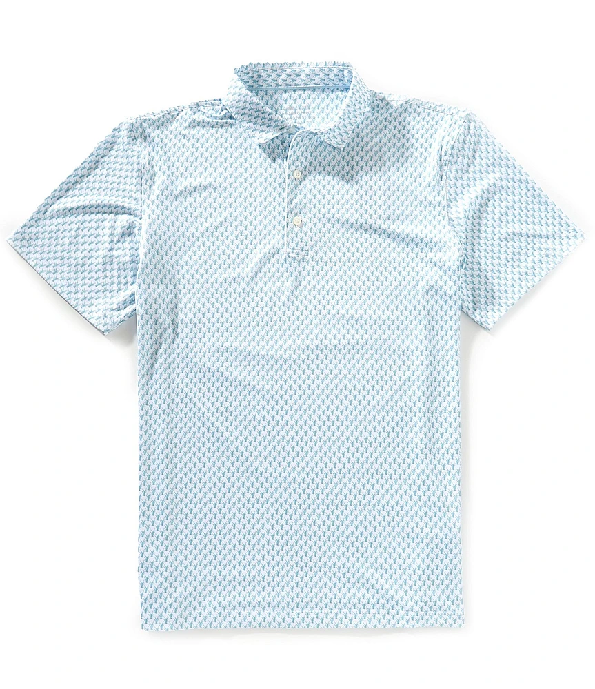 Vineyard Vines Palmero Knit Grass Print Performance Stretch Short Sleeve Polo Shirt