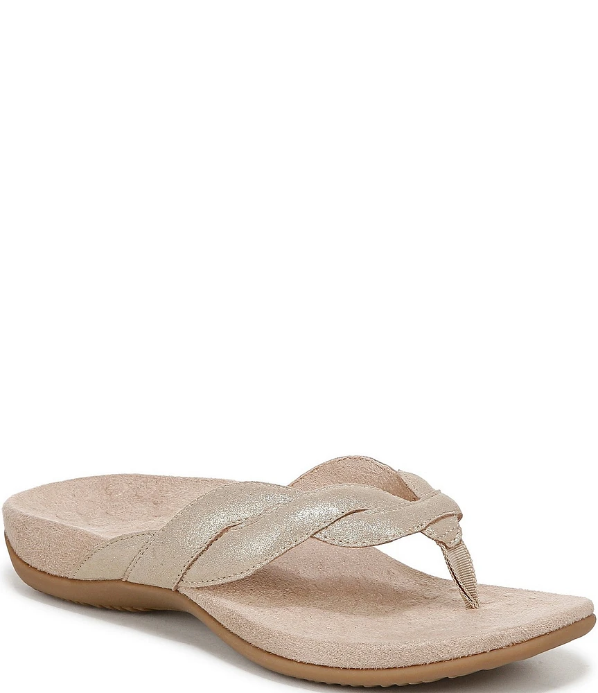 Vionic Bella Braid Leather Thong Sandals