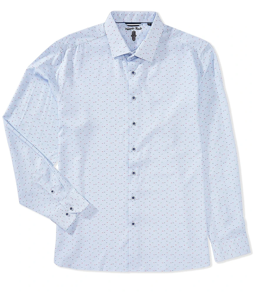 Visconti Big & Tall Multi Dot Print Stretch Long Sleeve Woven Shirt