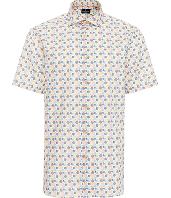 Visconti Multi Circle Print Stretch Short Sleeve Woven Shirt