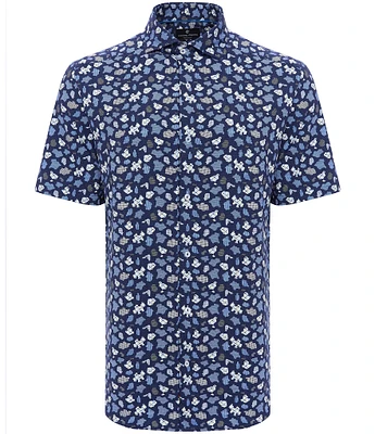 Visconti Puzzle Print Stretch Short Sleeve Woven Shirt