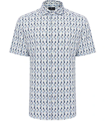 Visconti Retro Print Stretch Short Sleeve Woven Shirt