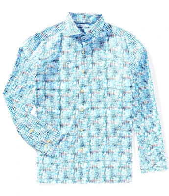 Visconti Splatter Print Stretch Long Sleeve Woven Shirt