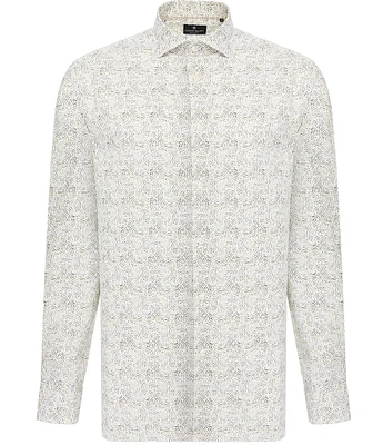 Visconti Swirl Print Stretch Long Sleeve Woven Shirt