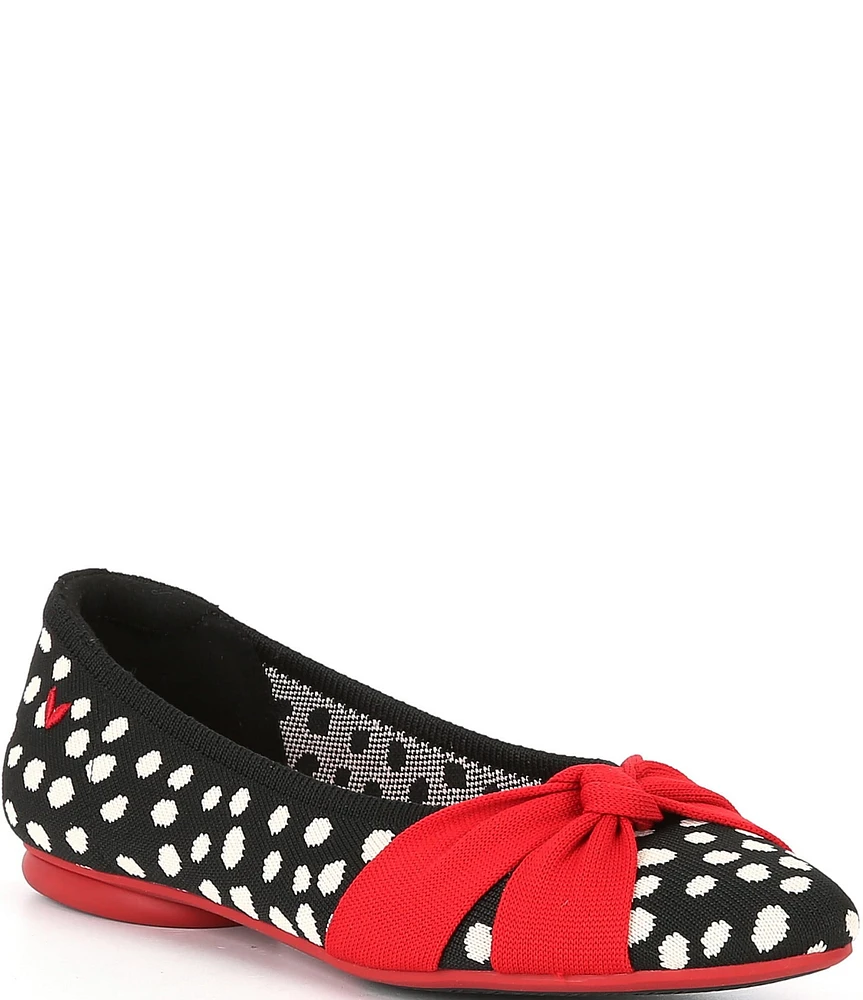 VIVAIA Bibi Stretch Knit Knotted Dotted Print Ballet Flats