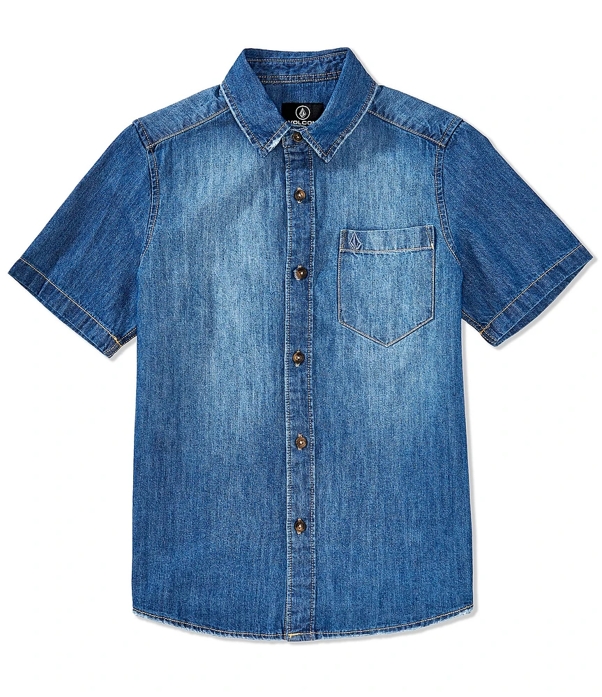 Volcom Big Boys 8-20 Short Sleeve Woven Denim Shirt