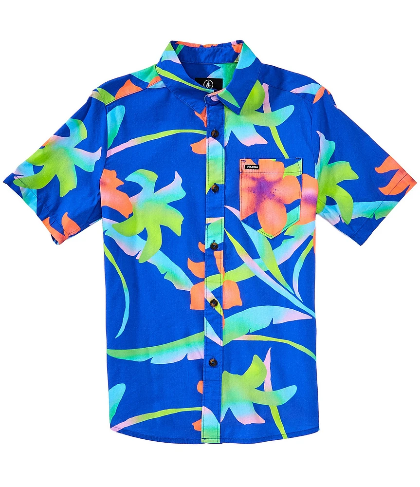 Volcom Big Boys 8-20 Tracers Floral Short Sleeve Woven Shirt