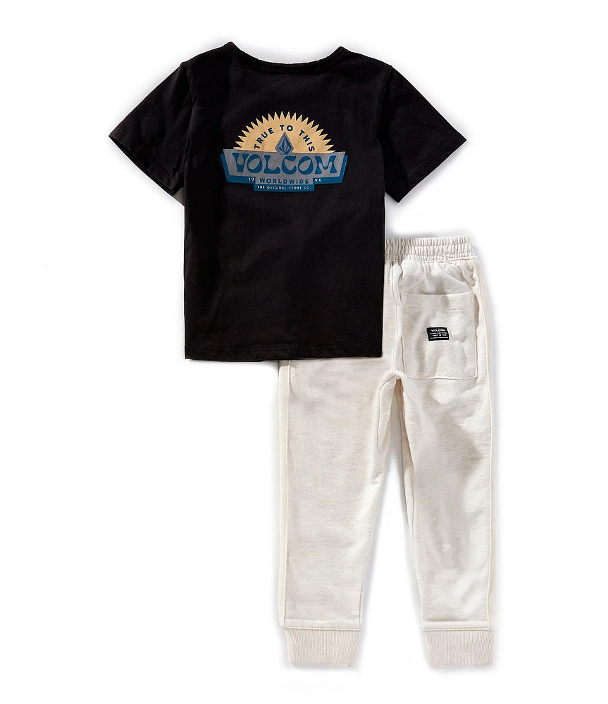 Volcom Little Boys Crewneck Short Sleeve T-Shirt And French Terry Jogger Set