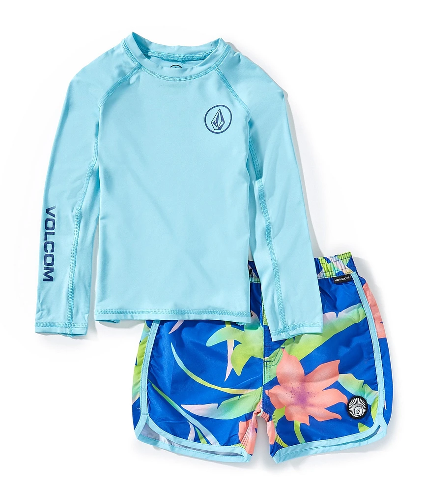 Volcom Little Boys Long Sleeve Rash guard and Swim Trunk Set