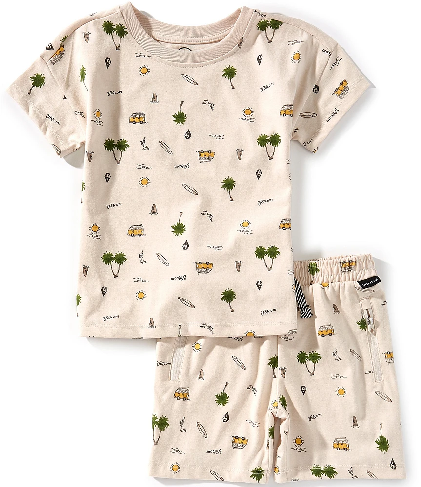 Volcom Little Boys Short Sleeve T-Shirt And Knit Shorts Set