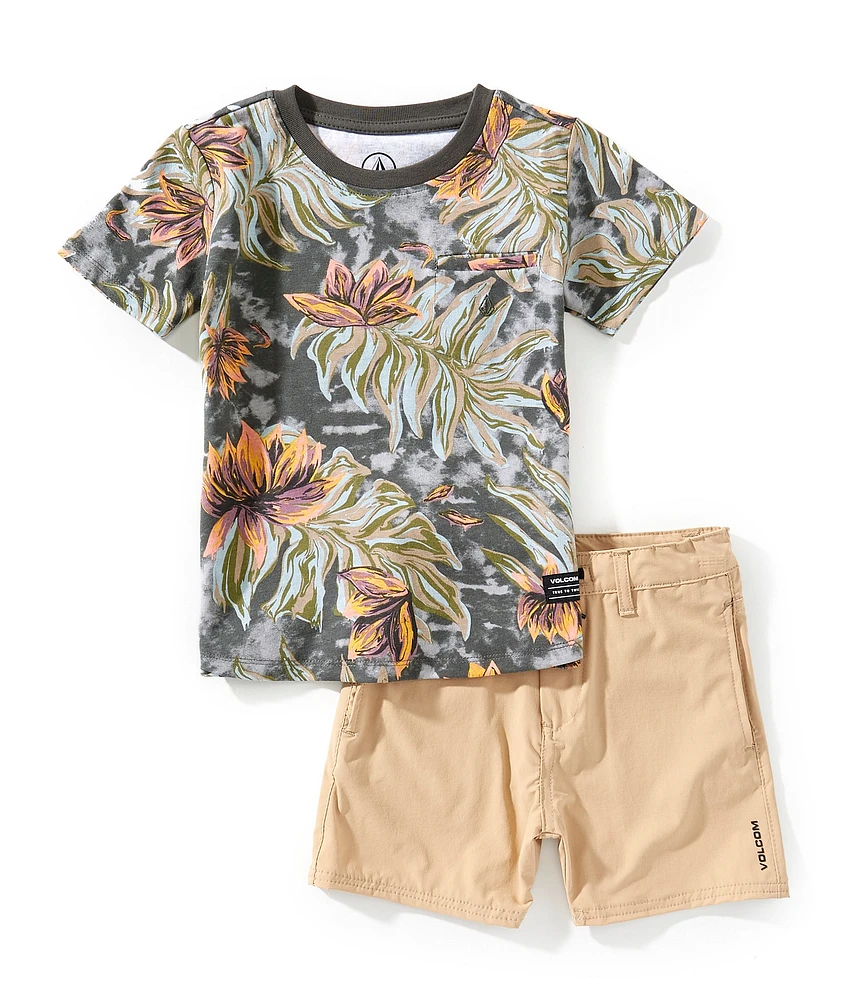 Volcom Little Boys Short Sleeve Printed T-Shirt & Shorts Set