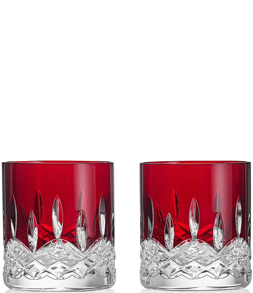 Waterford Lismore Red Straight Double Old Fashion 6-oz, Set of 2