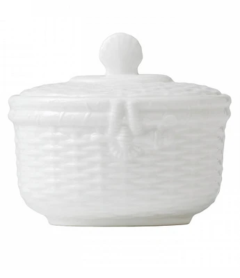 Wedgwood Nantucket Basket Sculpted Bone China Sugar Bowl with Lid