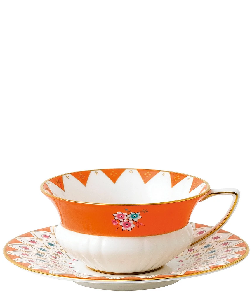 Wedgwood Wonderlust Peony Diamond Teacup & Saucer Set