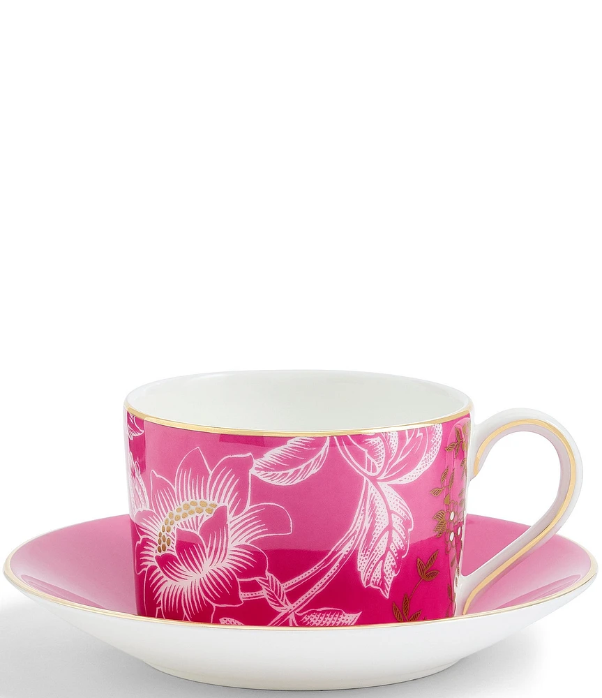 Wedgwood Wonderlust Pink Tonquin Teacup & Saucer - 7.1-oz