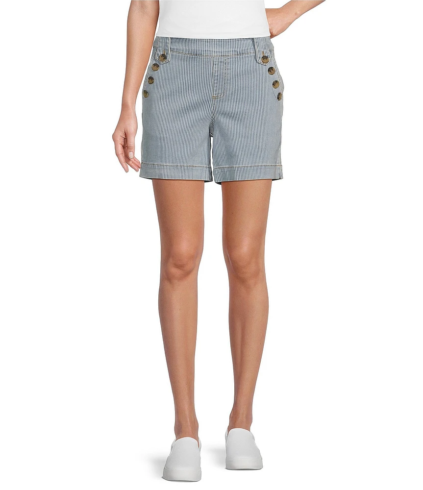 Westbound Petite Size Button Embellished Pull-On Marina Shorts