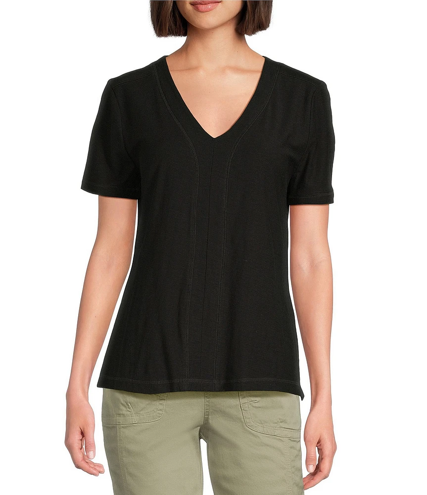 Westbound Petite Size Short Sleeve V-Neck Top
