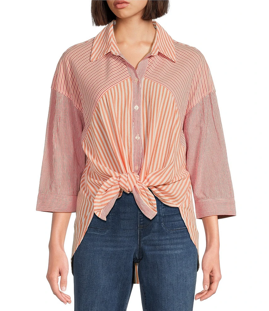 Westbound Point Collar Button Front 3/4 Sleeve Shirt