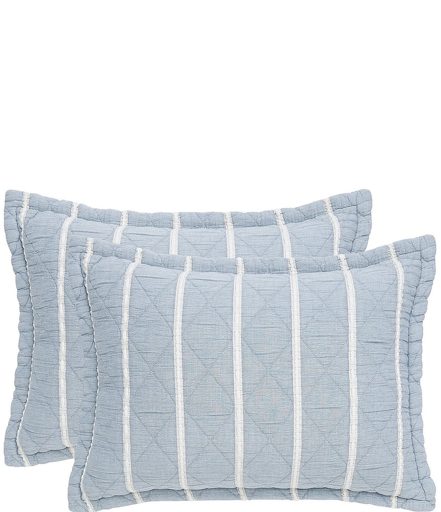 White Sand Playa Quilted Striped Pillow Sham