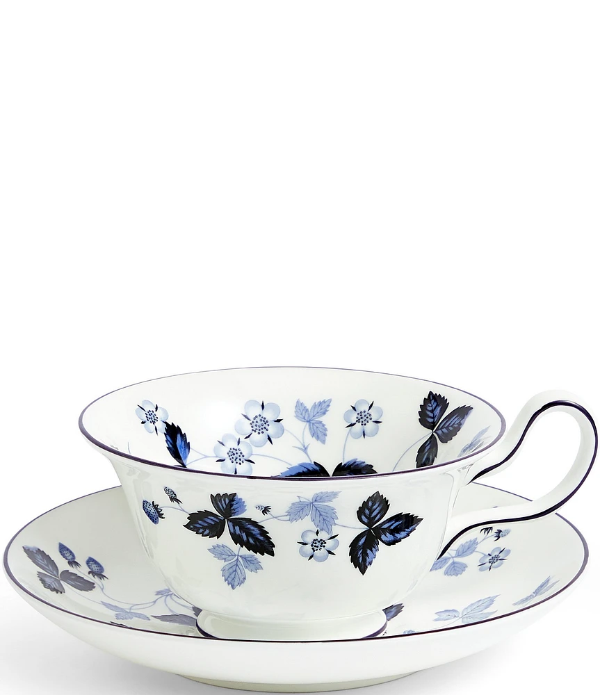 Wild Strawberry Inky Blue Teacup & Saucer