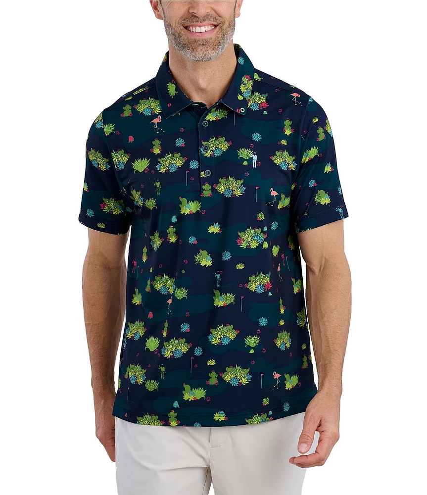 William Murray Desert Oasis Printed Short Sleeve Performance Polo Shirt