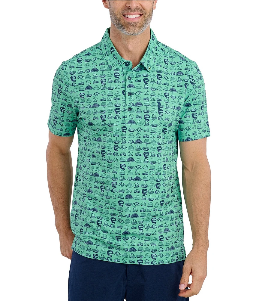 William Murray Hat Tricks Printed Short Sleeve Performance Polo Shirt
