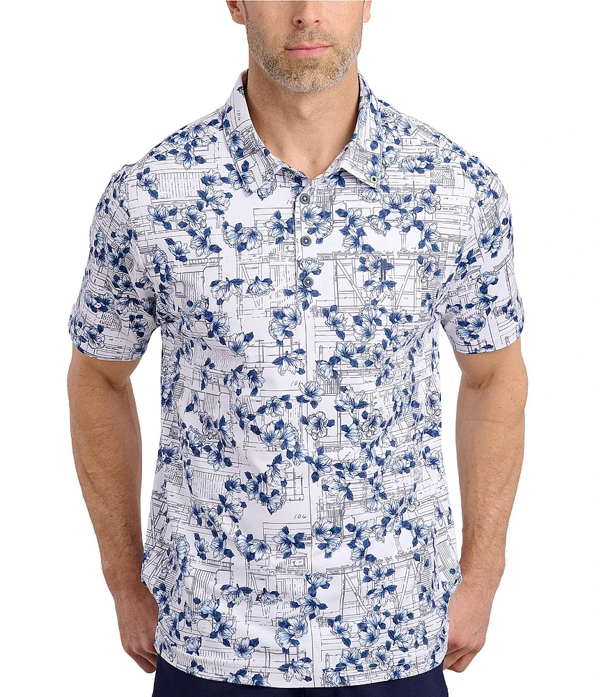 William Murray Magnolia Printed Short Sleeve Polo Shirt
