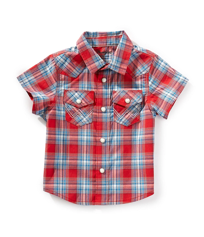 Wrangler® Baby Boys Short Sleeve Plaid Woven Shirt