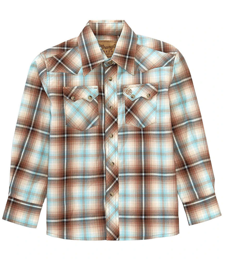 Wrangler Big Boys Long Sleeve Retro Plaid Shirt